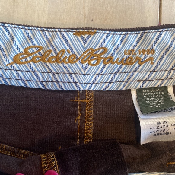 Y2K Corduroy Skirt Vintage Chocolate Brown EDDIE BAUER A-Line Mid Length Size 10 - Picture 2 of 8